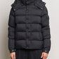Add Black Polyester Men Jacket with Detachable Hood