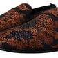 Dolce & Gabbana Blue Rust Floral Slippers Loafers Shoes