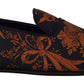 Dolce & Gabbana Blue Rust Floral Slippers Loafers Shoes