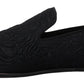 Dolce & Gabbana Black Floral Jacquard Slippers Loafers Shoes