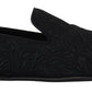 Dolce & Gabbana Black Floral Jacquard Slippers Loafers Shoes