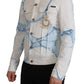 Dolce & Gabbana White Cotton Logo Embroidery Denim Jacket