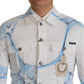Dolce & Gabbana White Cotton Logo Embroidery Denim Jacket