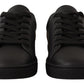 Dolce & Gabbana Black Gold Leather Low Top Sneakers Womens Shoes