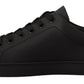 Dolce & Gabbana Black Gold Leather Low Top Sneakers Womens Shoes