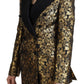 Dolce & Gabbana Black Gold Jacquard Coat Blazer Jacket