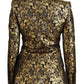 Dolce & Gabbana Black Gold Jacquard Coat Blazer Jacket