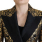 Dolce & Gabbana Black Gold Jacquard Coat Blazer Jacket