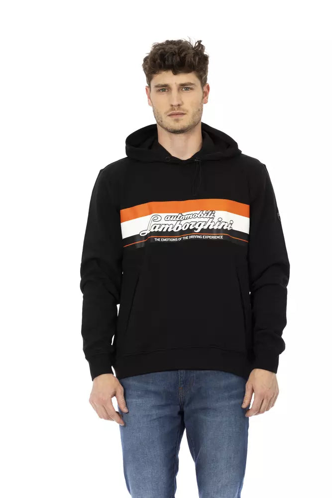 Automobili Lamborghini Black Cotton Men's Hooded Sweater