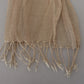 Costume National Beige Cotton Shawl Foulard Fringe Scarf