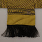 Dolce & Gabbana Yellow Patterned Silk Neck Wrap Fringe Scarf