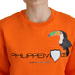 Philippe Model Orange Printed Long Sleeves Pullover Sweater