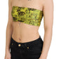 John Galliano Yellow Newspaper Print Cropped Blouse