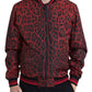 Dolce & Gabbana Red Leopard Bomber Short Coat Jacket