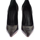 Cédric Charlier Gray Black Leather Suede Heels Pumps Shoes