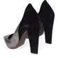 Cédric Charlier Gray Black Leather Suede Heels Pumps Shoes