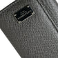 Dolce & Gabbana Gray Leather Silver Metal Logo Plaque Trifold Keyring