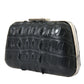 Balenciaga Black Exotic Skin Leather Shoulder Crossbody Box Clutch Bag