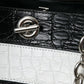 Balenciaga Black White Striped Exotic Skin Leather Maxi Bucket Tote Bag