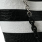 Balenciaga Black White Striped Exotic Skin Leather Maxi Bucket Tote Bag