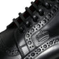 Dolce & Gabbana Black Leather Lace Up Mid Calf Boots Shoes