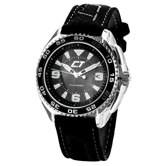 Chronotech Black Leather Sport Watch