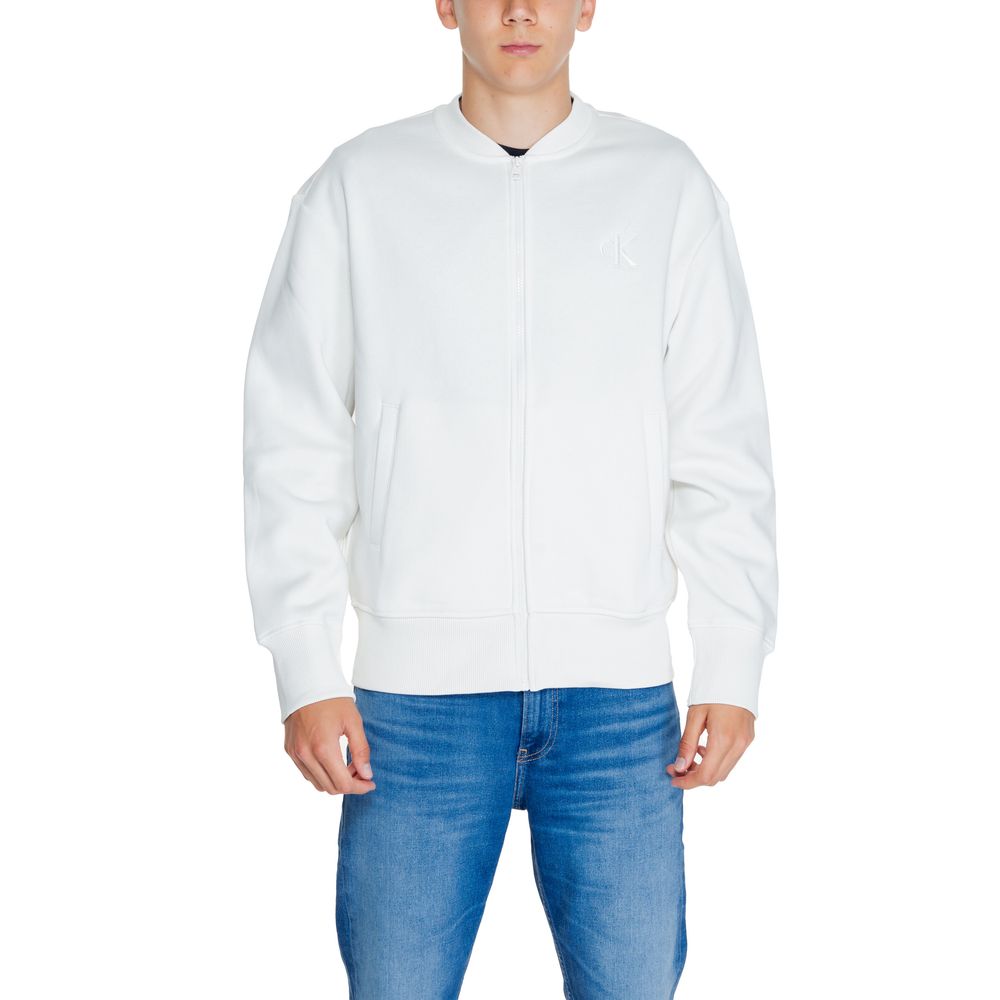 Calvin Klein Jeans White Recycled Cotton Sweatshirt