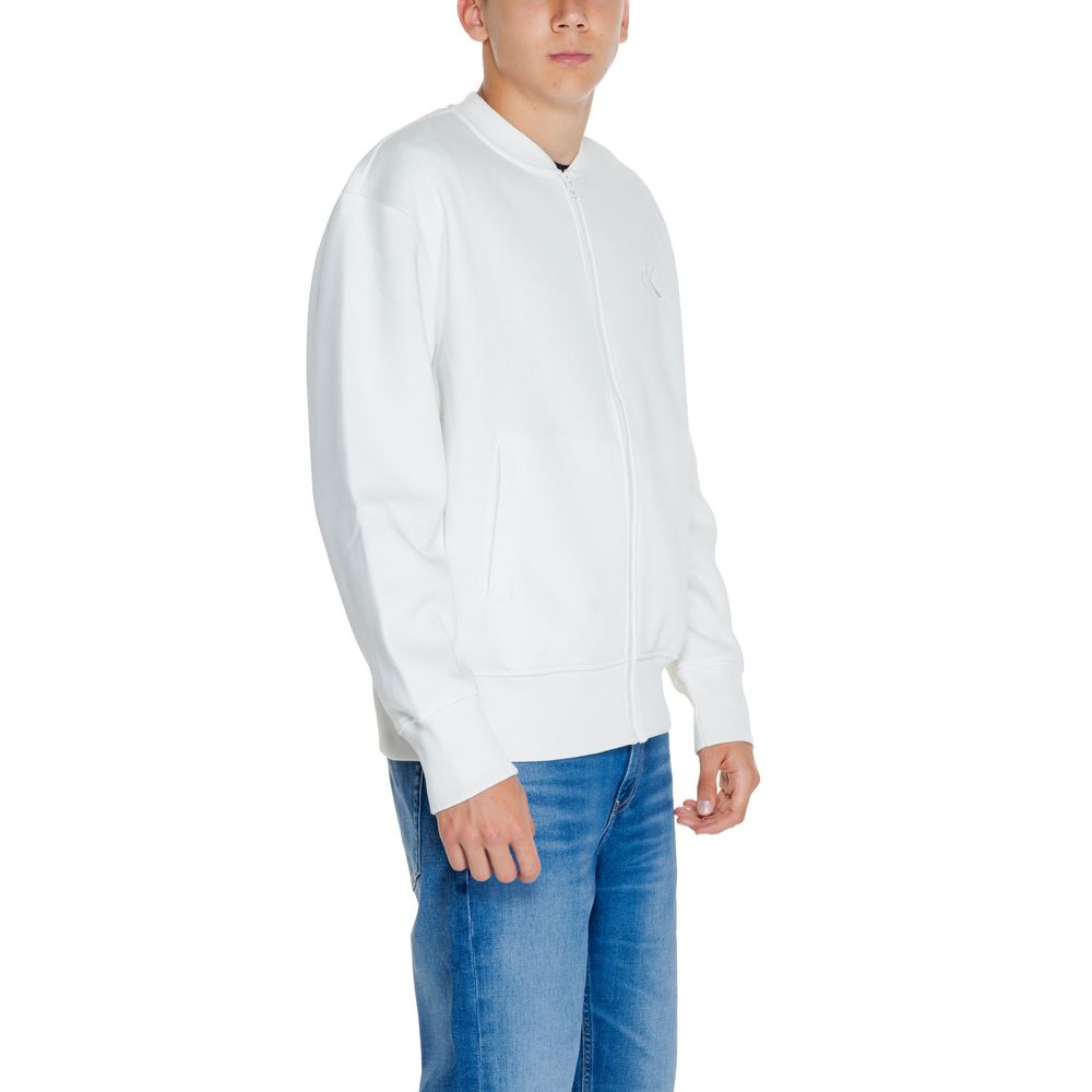 Calvin Klein Jeans White Recycled Cotton Sweatshirt
