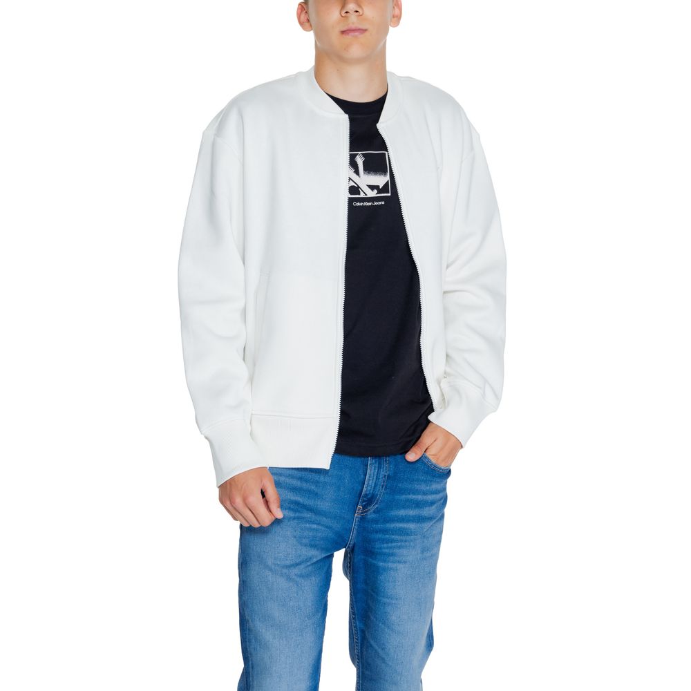 Calvin Klein Jeans White Recycled Cotton Sweatshirt