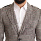 Dolce & Gabbana Gray Check Plaid Long Trench Coat Jacket