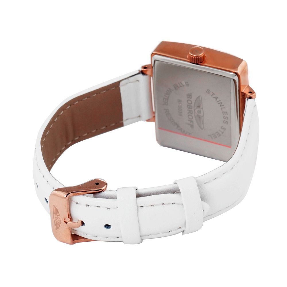 Bobroff White Leather Dress Watch