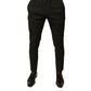 Dolce & Gabbana Black Brocade Polyester Skinny Men Dress Pants