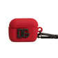 Dolce & Gabbana Red Silicone Rubber Logo Embossed Airpods Case