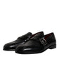 Dolce & Gabbana Black Exotic Leather DG Logo Loafers Formal Dress Shoes
