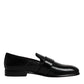 Dolce & Gabbana Black Exotic Leather DG Logo Loafers Formal Dress Shoes