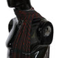 Costume National Black Red Viscose Foulard Branded Scarf