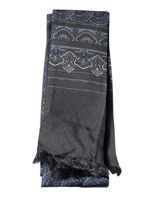 Dolce & Gabbana Dark Blue Fantasy Silk Neck Wrap Shawl Scarf