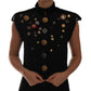 Dolce & Gabbana Black Embellished Floral Military Jacket Vest