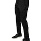 Dolce & Gabbana Black Brocade Polyester Skinny Dress Pants