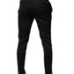 Dolce & Gabbana Black Brocade Polyester Skinny Dress Pants