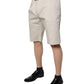 Dolce & Gabbana Beige Cotton Stretch Mid Waist Bermuda Shorts