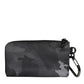 Dolce & Gabbana Black Gray Camouflage Logo Plaque Keyring Pouch Bag