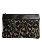 Dolce & Gabbana Multicolor Leopard Jacquard Print Logo Plaque Pouch Bag