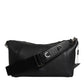 Dolce & Gabbana Black Leather Logo Plaque Shoulder Crossbody Bag