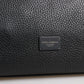 Dolce & Gabbana Black Leather Logo Plaque Shoulder Crossbody Bag