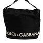 Dolce & Gabbana Black Nylon White Iconic Logo Shoulder Bucket Bag