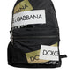 Dolce & Gabbana Black Logo Tape Polyamide School Travel Backpack Bag