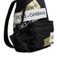 Dolce & Gabbana Black Logo Tape Polyamide School Travel Backpack Bag