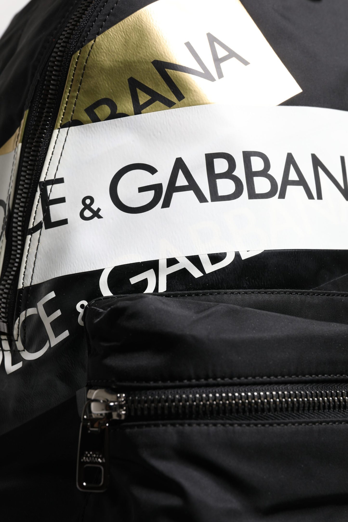 Dolce & Gabbana Black Logo Tape Polyamide School Travel Backpack Bag