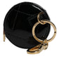 Dolce & Gabbana Black Lamb Leather DG Crystal Round Coin Purse Wallet